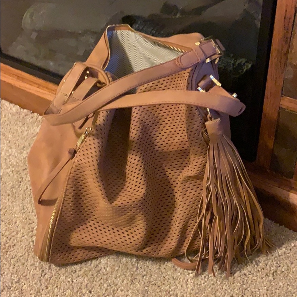 Steve Madden tan suede slouchy purse